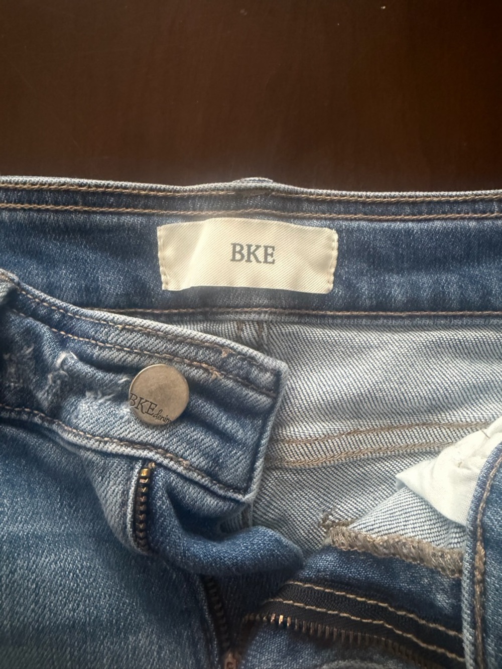 BKE Light Blue Distressed Cuffed Denim Shorts - Picture 2 of 4